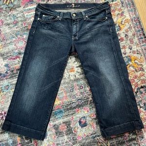 AUTHENTIC 7 FOR ALL MANKIND WOMEN’S DOJO CROPPED DARK WASH DENIM size 32